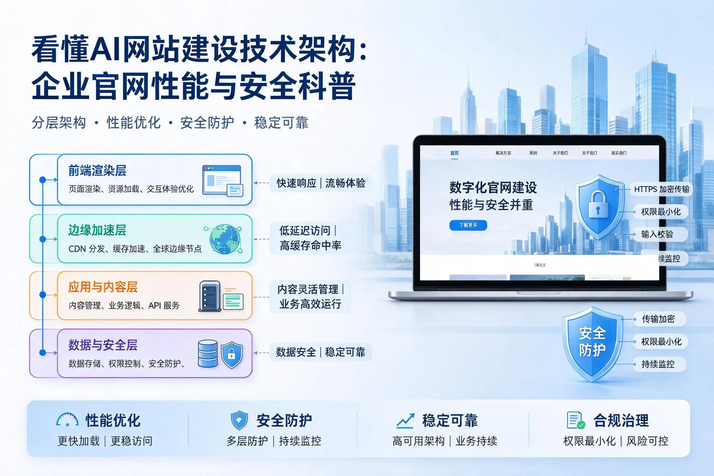 看懂AI网站建设技术架构：鹤壁企业官网性能与安全科普