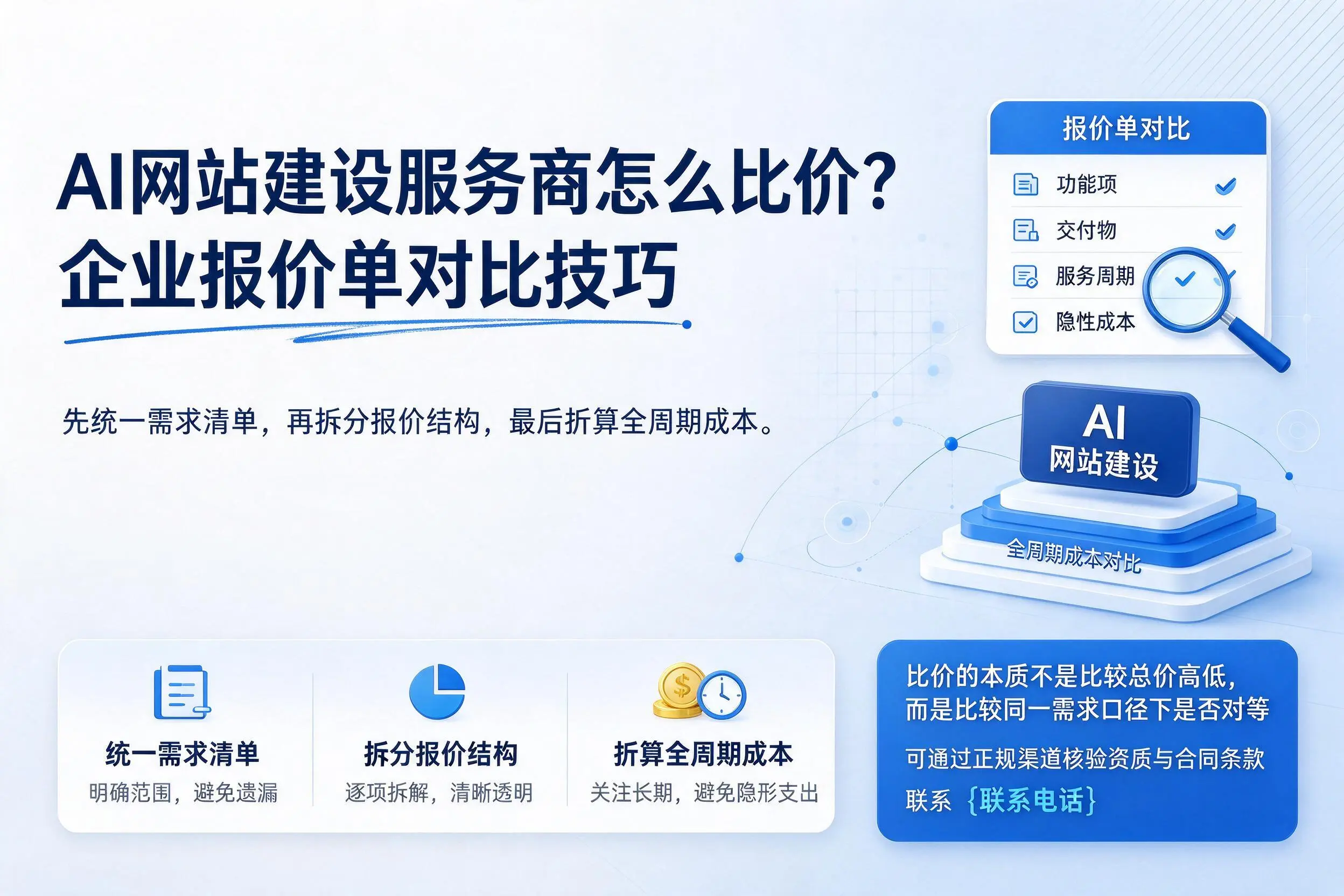 AI网站建设服务商怎么比价？鹤壁企业报价单对比技巧