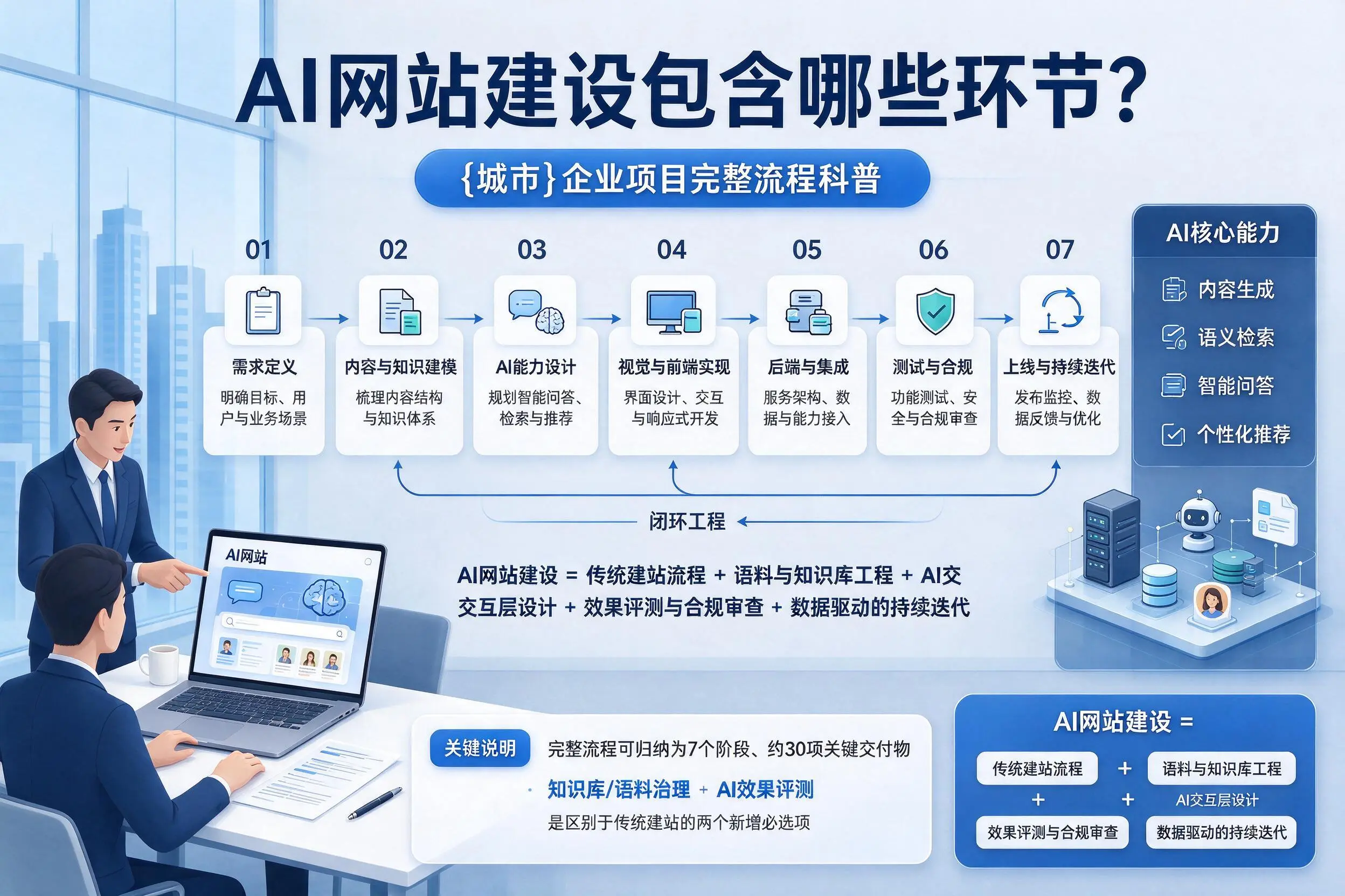 AI网站建设包含哪些环节?鹤壁企业项目完整流程科普