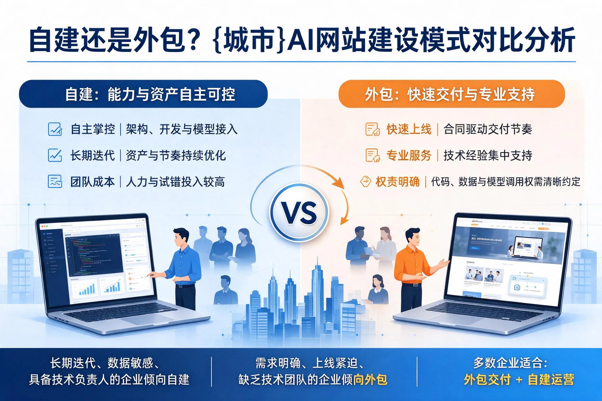 自建还是外包?鹤壁AI网站建设模式对比分析