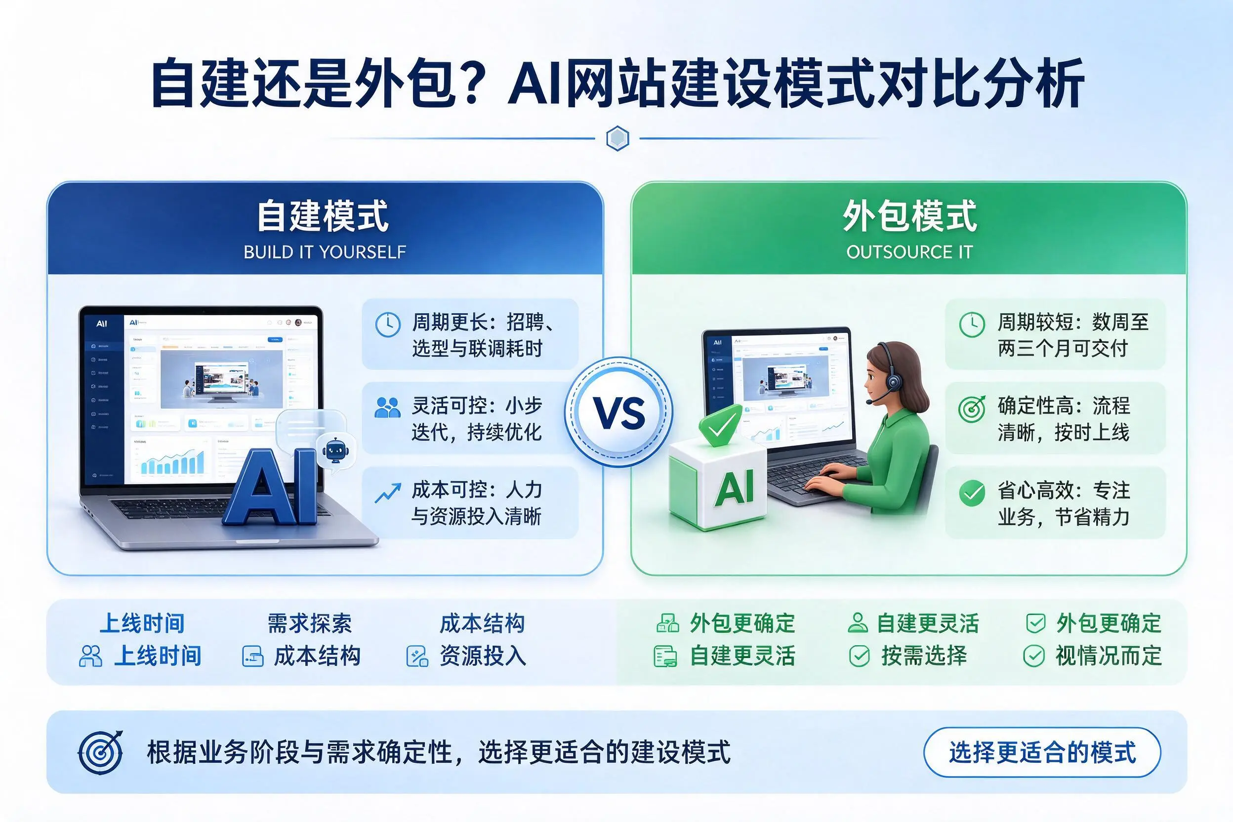 自建还是外包?鹤壁AI网站建设模式对比分析