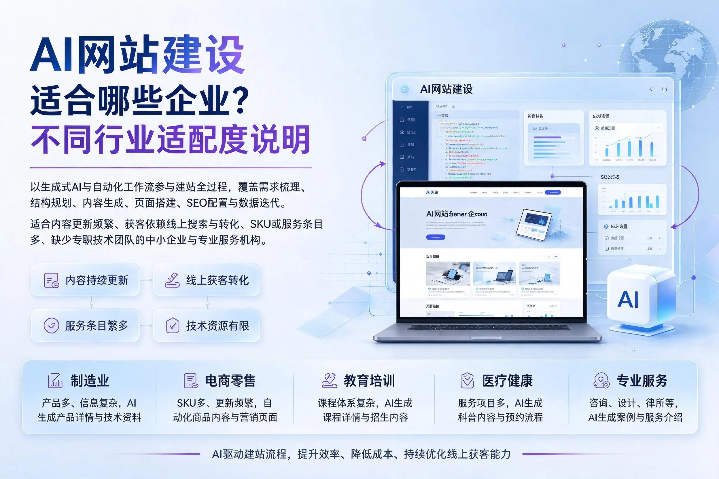 AI网站建设适合哪些企业？鹤壁不同行业适配度说明